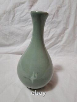 Very Old Antique Korean Celadon Vase, Artist Signed, Estate