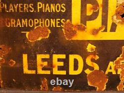 Very Old Enamel Sign Archibold Ramsden Pianos Gramophones Leeds & London Rare
