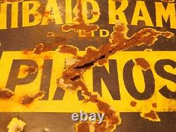 Very Old Enamel Sign Archibold Ramsden Pianos Gramophones Leeds & London Rare