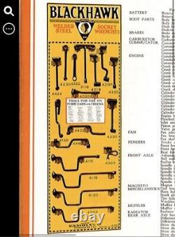 Very RARE Antique Old 1926 FORD Automobile BLACKHAWK Wrenches Milwaukee SIGN