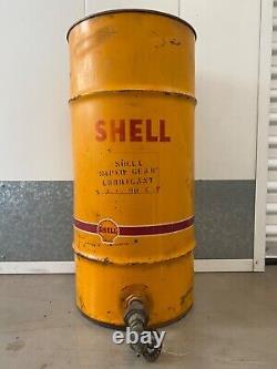 Very RARE Antique Old SHELL Petroliana Oil Drum Super Gear Lubricant, 1940s