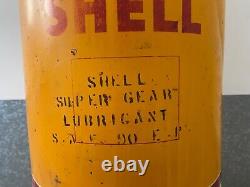 Very RARE Antique Old SHELL Petroliana Oil Drum Super Gear Lubricant, 1940s