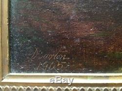 Very old antique vintage gilt framed signed oil painting by artist Barton 1905