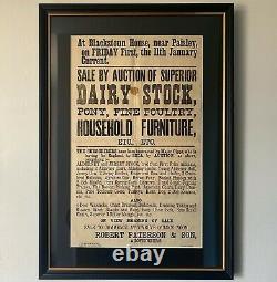 Victorian 1888 Antique Paisley Major Gipps Old Advertising Auction Poster / Sign