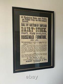 Victorian 1888 Antique Paisley Major Gipps Old Advertising Auction Poster / Sign