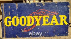 Vintage 1920's Old Antique Rare Goodyear Ad Embossed Porcelain Enamel Sign Board