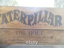 Vintage 1920s Caterpillar Tractor Advertising Wood Shipping Crate Antique Old