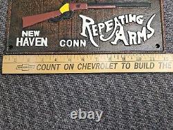 Vintage 1921 Winchester Sign Old Cast Iron Firearm Gun Ammo Advertising