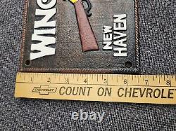 Vintage 1921 Winchester Sign Old Cast Iron Firearm Gun Ammo Advertising