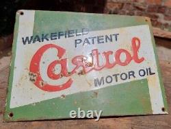 Vintage 1930's Old Antique Rare Castrol Motor Oil Ad Porcelain Enamel Sign Board