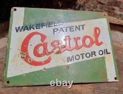 Vintage 1930's Old Antique Rare Castrol Motor Oil Ad Porcelain Enamel Sign Board