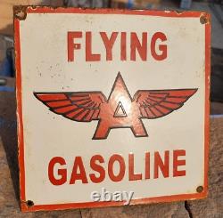 Vintage 1930's Old Antique Rare Flying A Gasoline Porcelain Enamel Sign Board