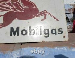 Vintage 1930's Old Antique Rare Horse Mobil Gas Oil Porcelain Enamel Sign Board