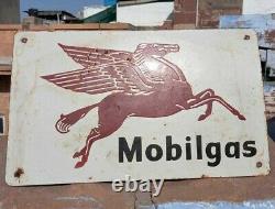 Vintage 1930's Old Antique Rare Horse Mobil Gas Oil Porcelain Enamel Sign Board