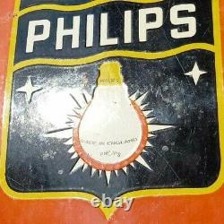 Vintage 1930's Old Antique Rare Philips Bulb Porcelain Enamel Sign Board England