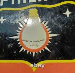 Vintage 1930's Old Antique Rare Philips Bulb Porcelain Enamel Sign Board England