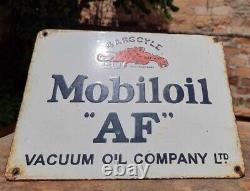 Vintage 1930's Old Antique Very Rare AF Mobil Oil Porcelain Enamel Sign Board