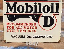 Vintage 1930's Old Antique Very Rare Mobil Oil D Porcelain Enamel Sign Board