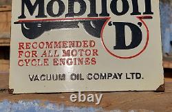 Vintage 1930's Old Antique Very Rare Mobil Oil D Porcelain Enamel Sign Board