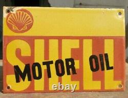 Vintage 1930's Old Antique Very Rare Shell Motor Oil Porcelain Enamel Sign Board