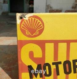 Vintage 1930's Old Antique Very Rare Shell Motor Oil Porcelain Enamel Sign Board