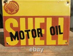 Vintage 1930's Old Antique Very Rare Shell Motor Oil Porcelain Enamel Sign Board