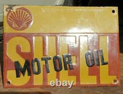 Vintage 1930's Old Antique Very Rare Shell Motor Oil Porcelain Enamel Sign Board