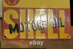 Vintage 1930's Old Antique Very Rare Shell Motor Oil Porcelain Enamel Sign Board