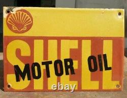 Vintage 1930's Old Antique Very Rare Shell Motor Oil Porcelain Enamel Sign Board