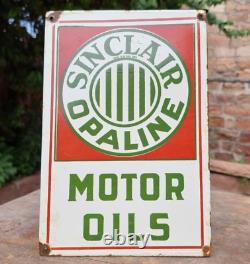 Vintage 1930s Old Antique Sinclair Opaline Motor Oil Porcelain Enamel Sign Board