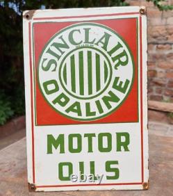 Vintage 1930s Old Antique Sinclair Opaline Motor Oil Porcelain Enamel Sign Board
