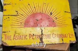 Vintage 1940's Old Antique Rare Rising Sun Oil Adv. Porcelain Enamel Sign Board