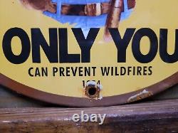 Vintage 1954 Smokey Bear Porcelain Sign Old Forest Service Prevent Wildfires 12