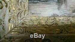 Vintage 2 Oil Painting Tarrani Old Scene Framed small and large antique carved