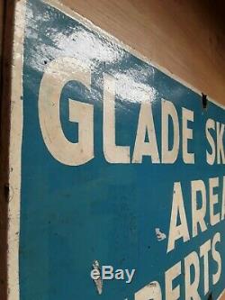 Vintage 30 by 16 old wooden Ski Lodge Sign GLADE SKIING AREA EXPERTS ONLY