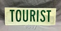 Vintage 6x17 Reflective Tourist Sign Old 4 Green Letters 1631-21B
