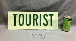 Vintage 6x17 Reflective Tourist Sign Old 4 Green Letters 1631-21B