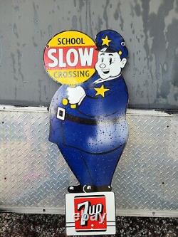 Vintage 7up Porcelain Sign Old 40 School Guard 7up Soda Beverage Cola Drink