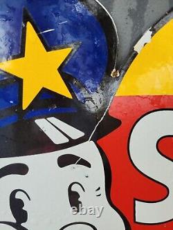 Vintage 7up Porcelain Sign Old 40 School Guard 7up Soda Beverage Cola Drink