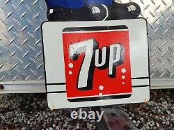 Vintage 7up Porcelain Sign Old 40 School Guard 7up Soda Beverage Cola Drink