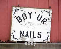 Vintage Antique Beauty Shop Sign Nails Wigs Hair Wood trade sign old folk art