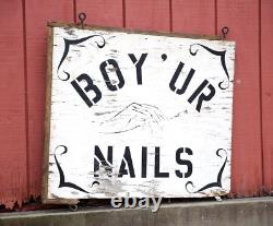 Vintage Antique Beauty Shop Sign Nails Wigs Hair Wood trade sign old folk art