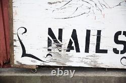 Vintage Antique Beauty Shop Sign Nails Wigs Hair Wood trade sign old folk art