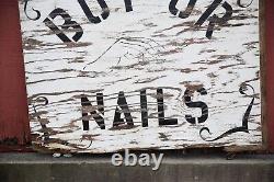 Vintage Antique Beauty Shop Sign Nails Wigs Hair Wood trade sign old folk art