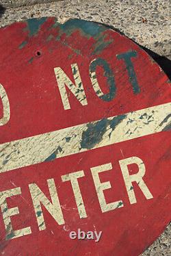 Vintage Antique DO NOT ENTER old paint Stop SIGN primitive TRAFFIC 30 WOODEN