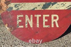 Vintage Antique DO NOT ENTER old paint Stop SIGN primitive TRAFFIC 30 WOODEN
