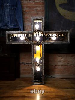 Vintage Antique Firestone Porcelain Advertising Sign Church Cross Galvanized old