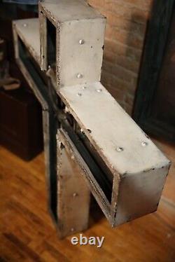 Vintage Antique Firestone Porcelain Advertising Sign Church Cross Galvanized old