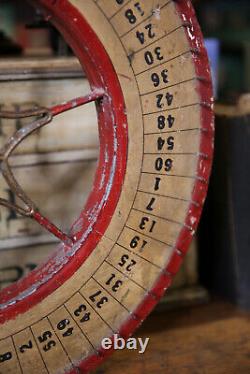Vintage Antique Gambling Wheel Wood Carnival Game Sign circus roulette 1930s old