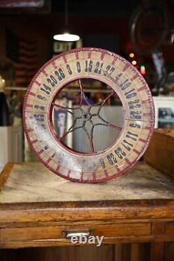 Vintage Antique Gambling Wheel Wood Carnival Game Sign oddity roulette old 1930s